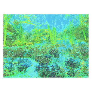 Trippy Lime Green and Blue Garden Landscape Tablecloth