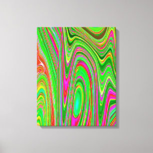 Trippy Lime Green and Magenta Abstract Groovy Art Canvas Print