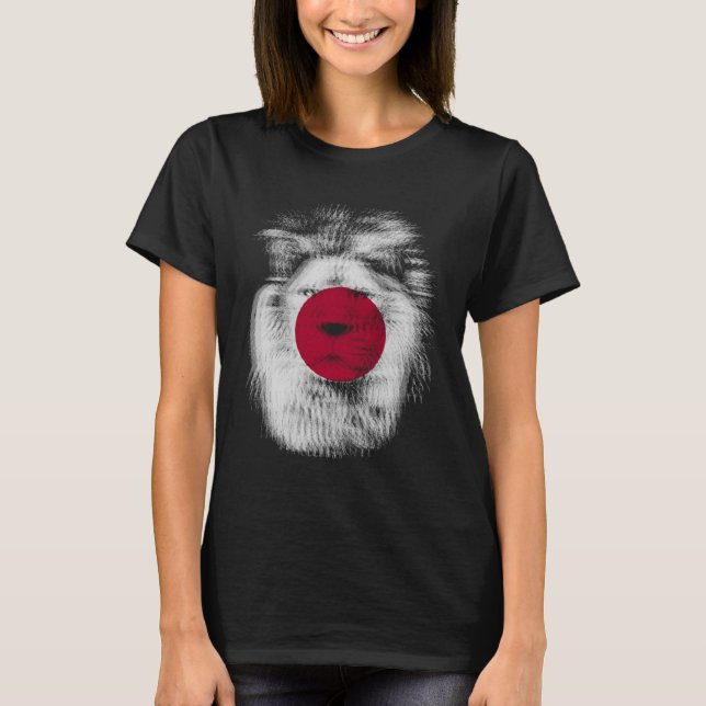 Trippy lion Japan Japanese flag EDM raves techno m T-Shirt (Front)