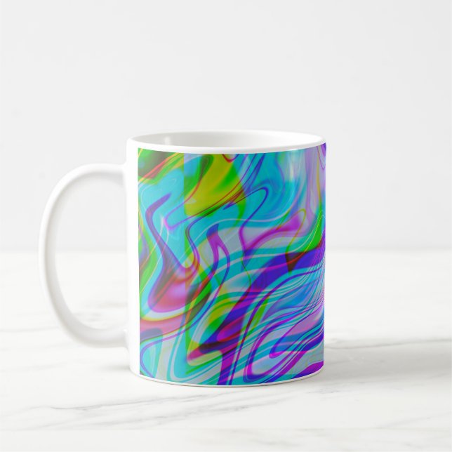 Trippy Liquid Colourful Abstract Pattern Blue Coffee Mug (Left)