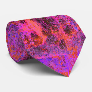 Trippy Magenta and Orange Impressionistic Garden Tie
