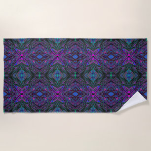 Trippy Magenta, Blue and Green Abstract Butterfly Beach Towel