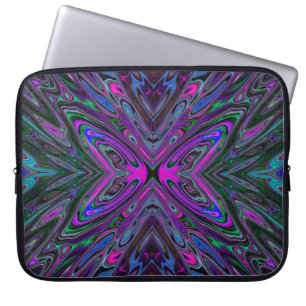 Trippy Magenta, Blue and Green Abstract Butterfly Laptop Sleeve
