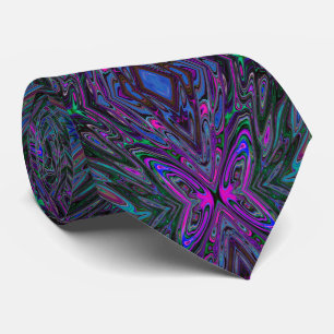 Trippy Magenta, Blue and Green Abstract Butterfly Tie
