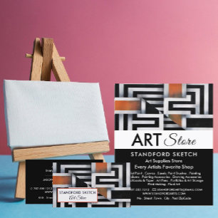 Trippy Maze Pattern,  Art Supplies Store Business Card