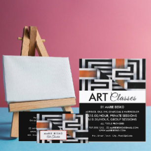 Trippy Maze Pattern, Art Teacher Business Card