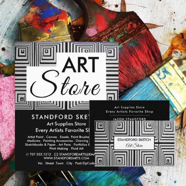 Trippy Maze Squares, Art Supplies Store Business Card (Creator Uploaded)