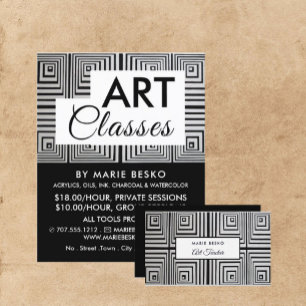 Trippy Maze Squares, Art Teacher Business Card