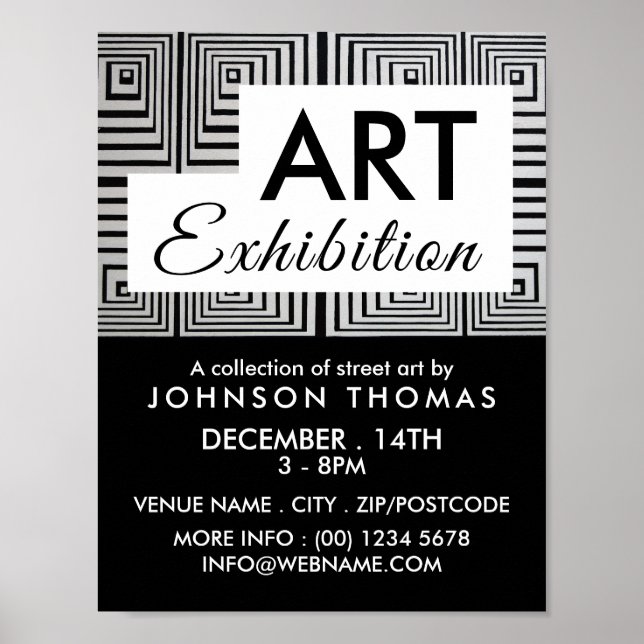 Trippy Maze Squares, Artist Exhibition Advertising Poster (Front)