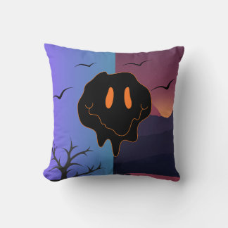 Trippy Melting Smile Face Day & Night Landscape Mo Cushion