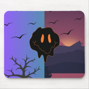 Trippy Melting Smile Face Day & Night Landscape Mo Mouse Pad