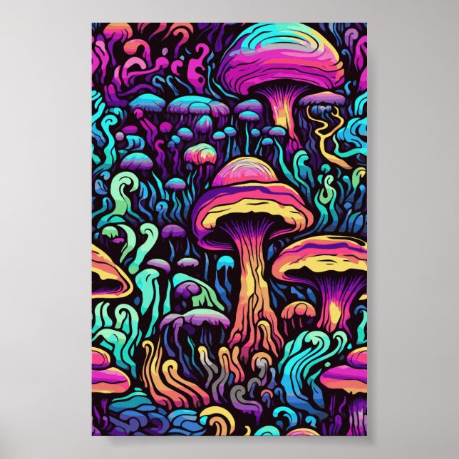 Trippy Mushroom Art Painting  Poster (Front)
