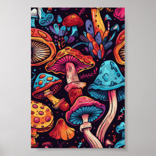 Trippy Mushroom Art Painting  Poster