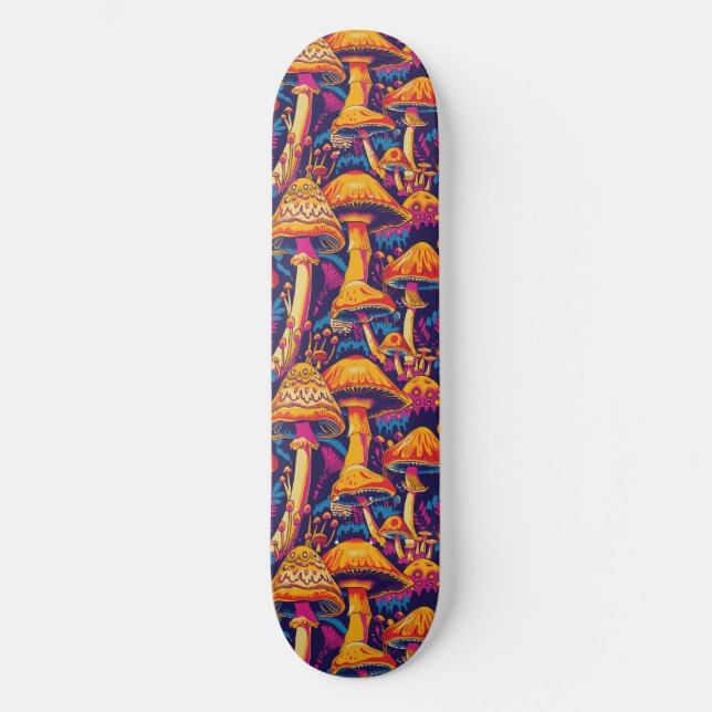 Trippy Mushroom Art Painting Skateboard (Front)
