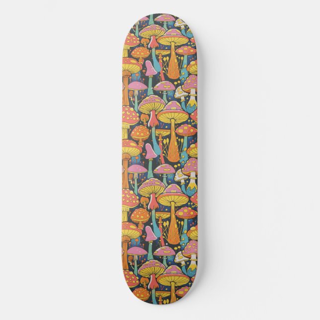 Trippy Mushroom Art Painting Skateboard (Front)