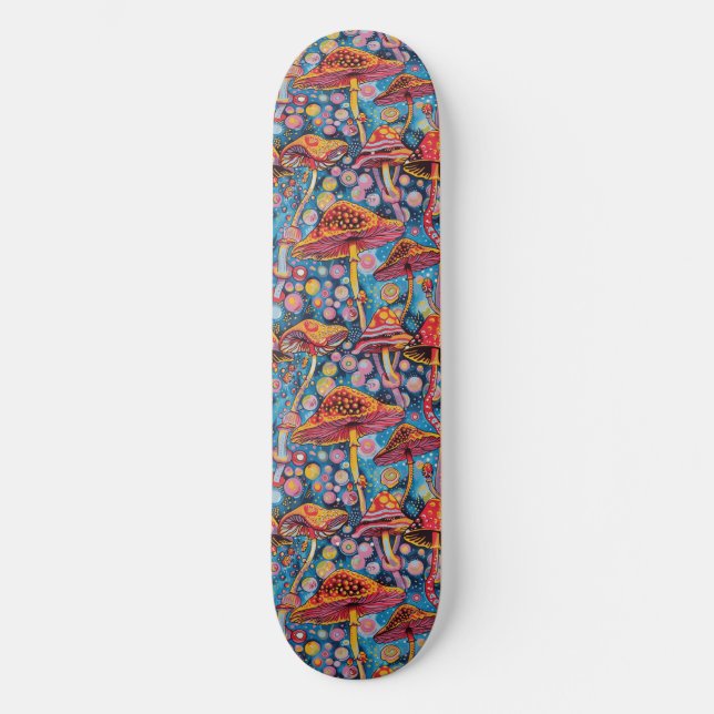 Trippy Mushroom Art Painting Skateboard (Front)