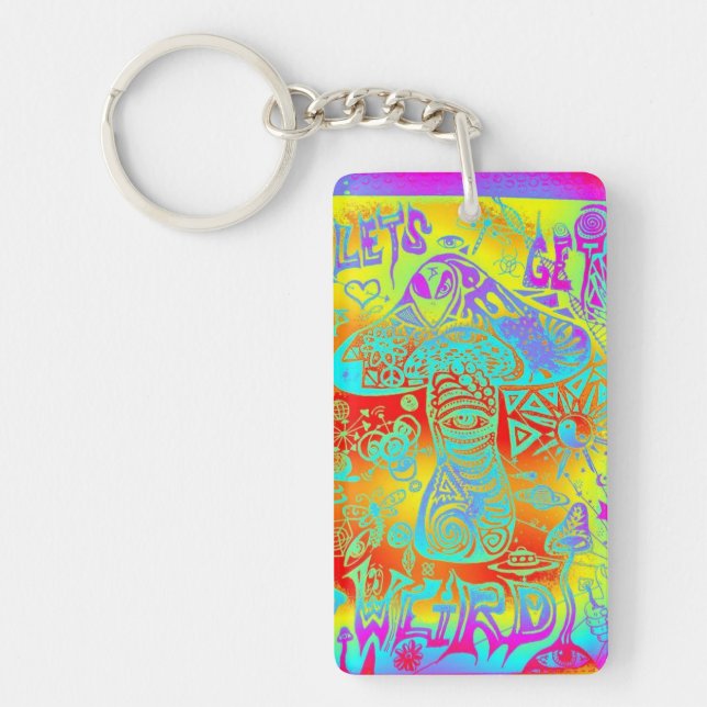 trippy mushroom key ring (Front)
