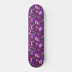 Trippy Mushrooms Purple, Pink, & Black Skateboard