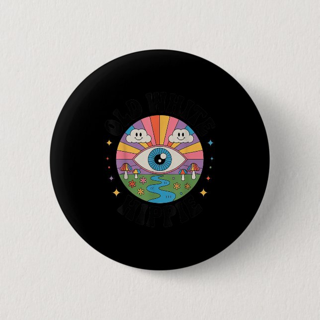 Trippy Old White Hipe Retro Psychedelic Art  6 Cm Round Badge (Front)