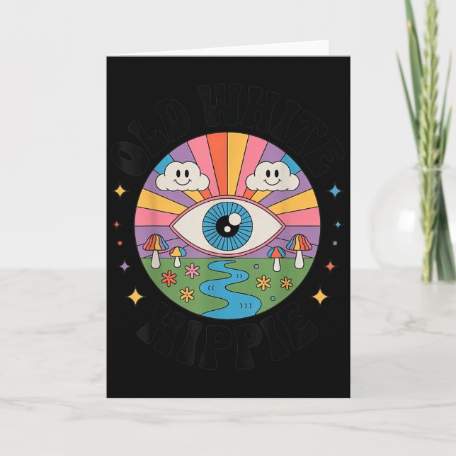 Trippy Old White Hipe Retro Psychedelic Art  Card (Front)