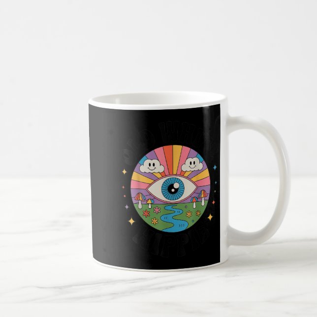 Trippy Old White Hipe Retro Psychedelic Art  Coffee Mug (Right)