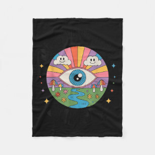Trippy Old White Hipe Retro Psychedelic Art  Fleece Blanket