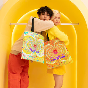 Trippy Orange Funky Tote Bag