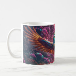 Trippy owl flying coffee mug
