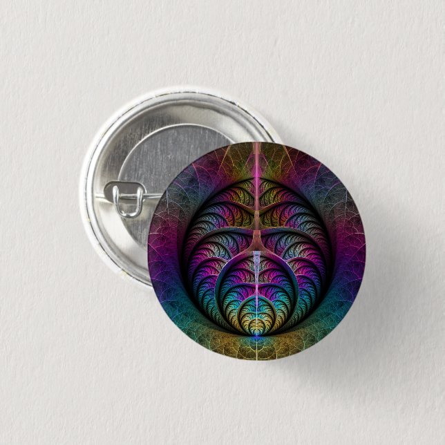 Trippy Patterned Colourful Abstract Fractal Art 3 Cm Round Badge (Front & Back)