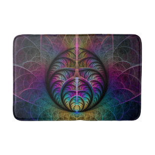 Trippy Patterned Colourful Abstract Fractal Art Bath Mat