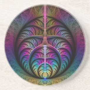 Trippy Patterned Colourful Abstract Fractal Art Coaster