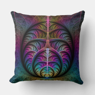 Trippy Patterned Colourful Abstract Fractal Art Cushion
