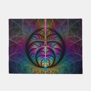 Trippy Patterned Colourful Abstract Fractal Art Doormat