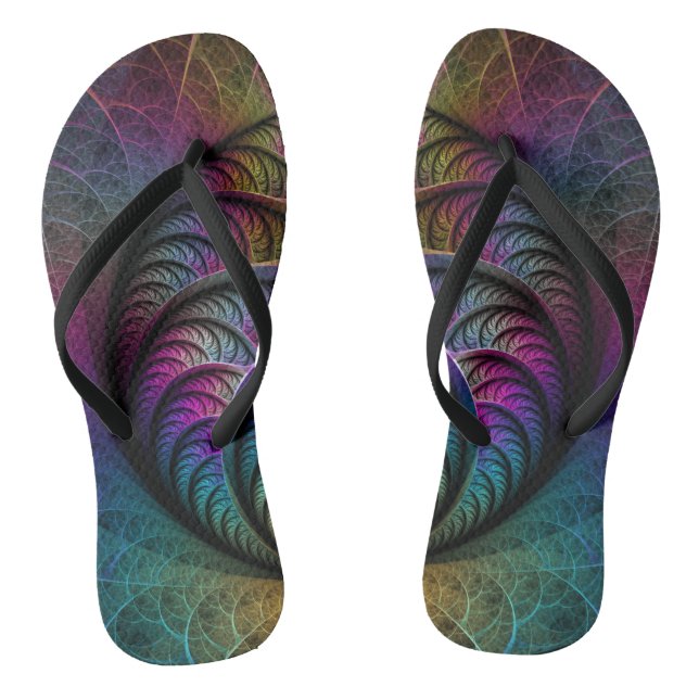 Trippy Patterned Colourful Abstract Fractal Art Jandals (Footbed)