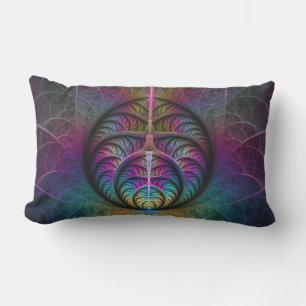 Trippy Patterned Colourful Abstract Fractal Art Lumbar Cushion
