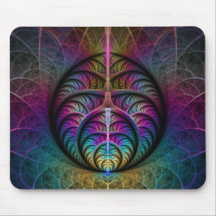 Trippy Patterned Colourful Abstract Fractal Art Mouse Pad