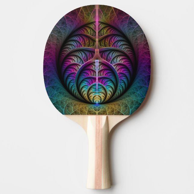 Trippy Patterned Colourful Abstract Fractal Art Ping Pong Paddle (Front)