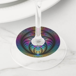 Trippy Patterned Colourful Abstract Fractal Art Wine Glass Tag