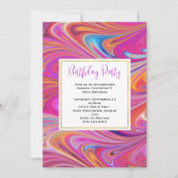 Trippy Pink and Orange Swirly Design Birthday