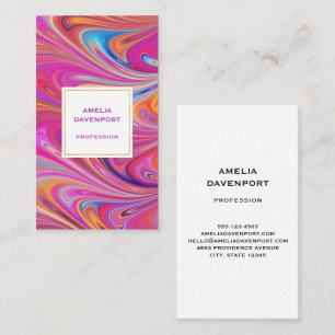 Trippy Pink and Orange Swirly Design Business Card