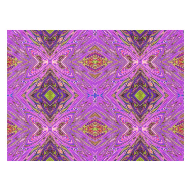 Trippy Pink and Purple Abstract Pattern Tablecloth (Front (Horizontal))