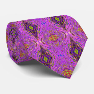 Trippy Pink and Purple Abstract Pattern Tie