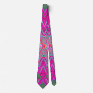 Trippy Pink, Aqua and Magenta Abstract Butterfly Tie