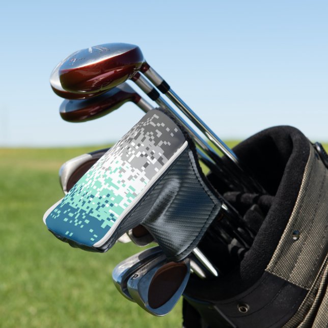 Trippy Pixelated Abstract Frayromantic Pride Flag Golf Head Cover (In Situ)