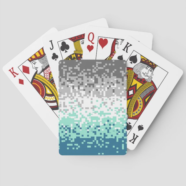 Trippy Pixelated Abstract Frayromantic Pride Flag Playing Cards (Back)