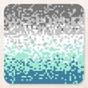Trippy Pixelated Abstract Frayromantic Pride Flag Square Paper Coaster