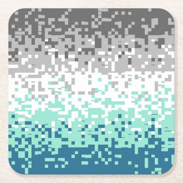 Trippy Pixelated Abstract Frayromantic Pride Flag Square Paper Coaster (Front)