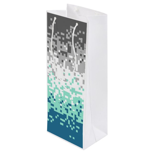 Trippy Pixelated Abstract Frayromantic Pride Flag Wine Gift Bag (Back Angled)