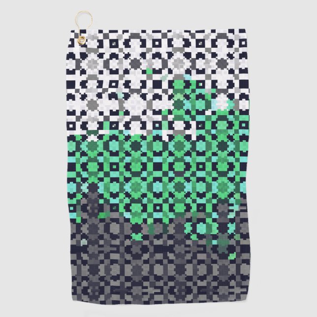 Trippy Pixelated Abstract Neutrois Pride Flag Golf Towel (Front)