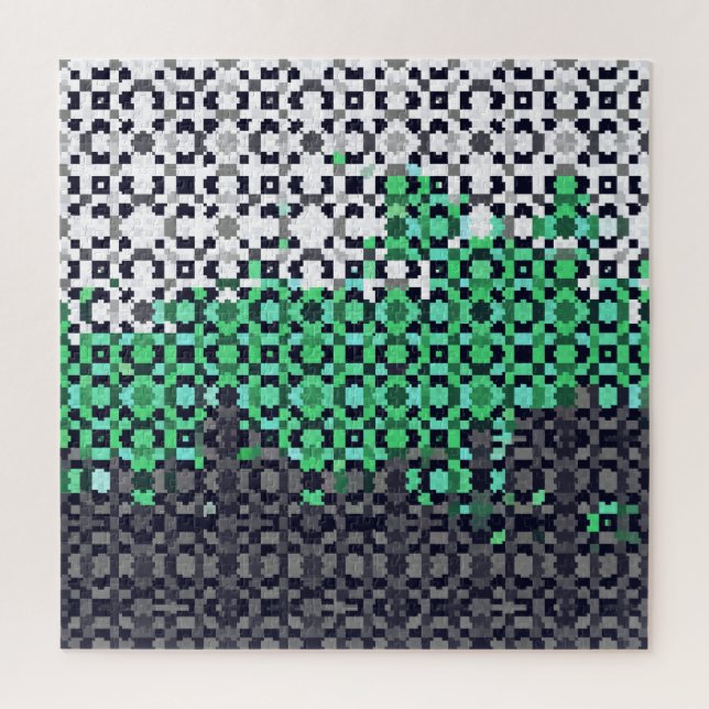 Trippy Pixelated Abstract Neutrois Pride Flag Jigsaw Puzzle (Vertical)